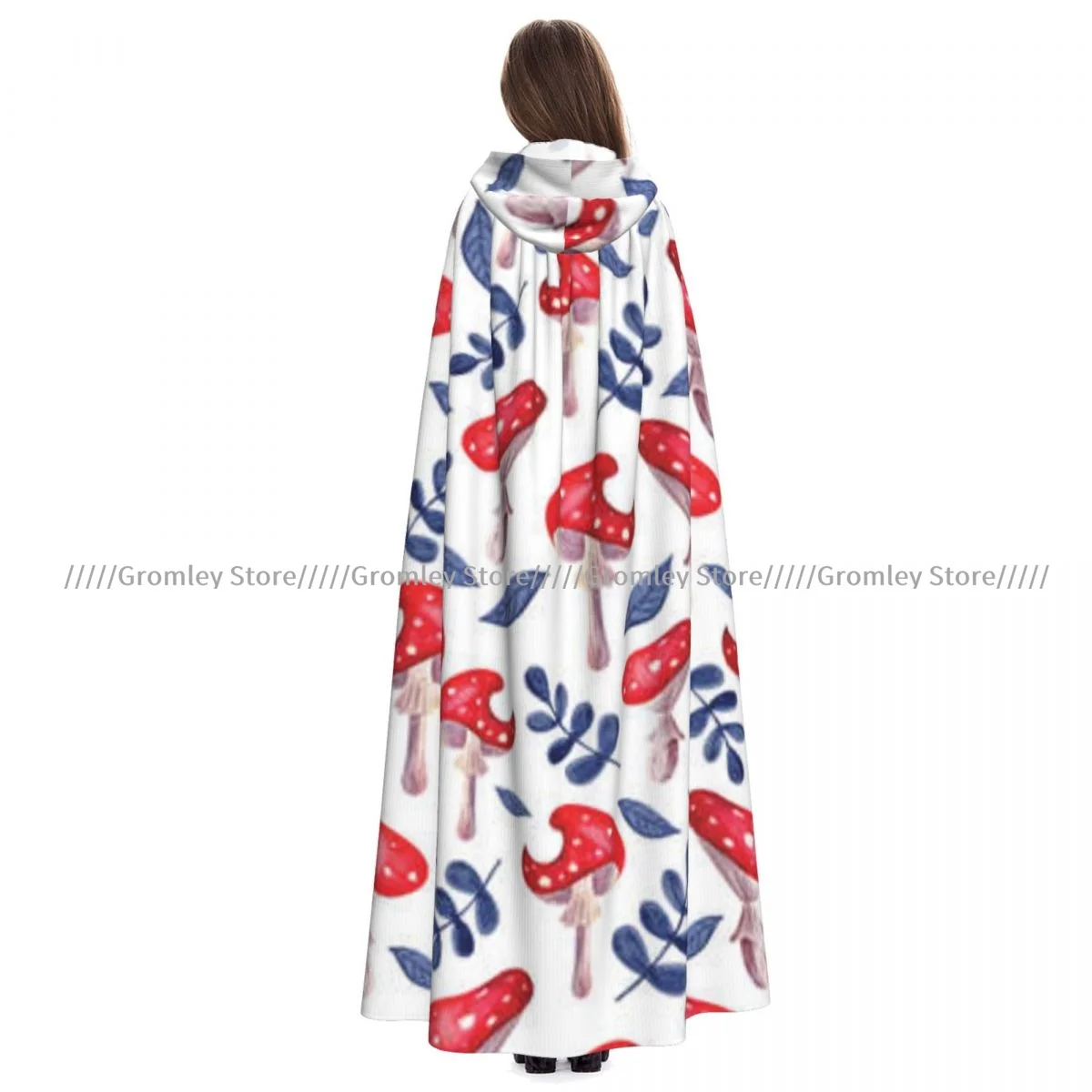 

Watercolor Mushrooms Witch Cloak Hooded Cosplay Costume Halloween Adult Long Party Cape
