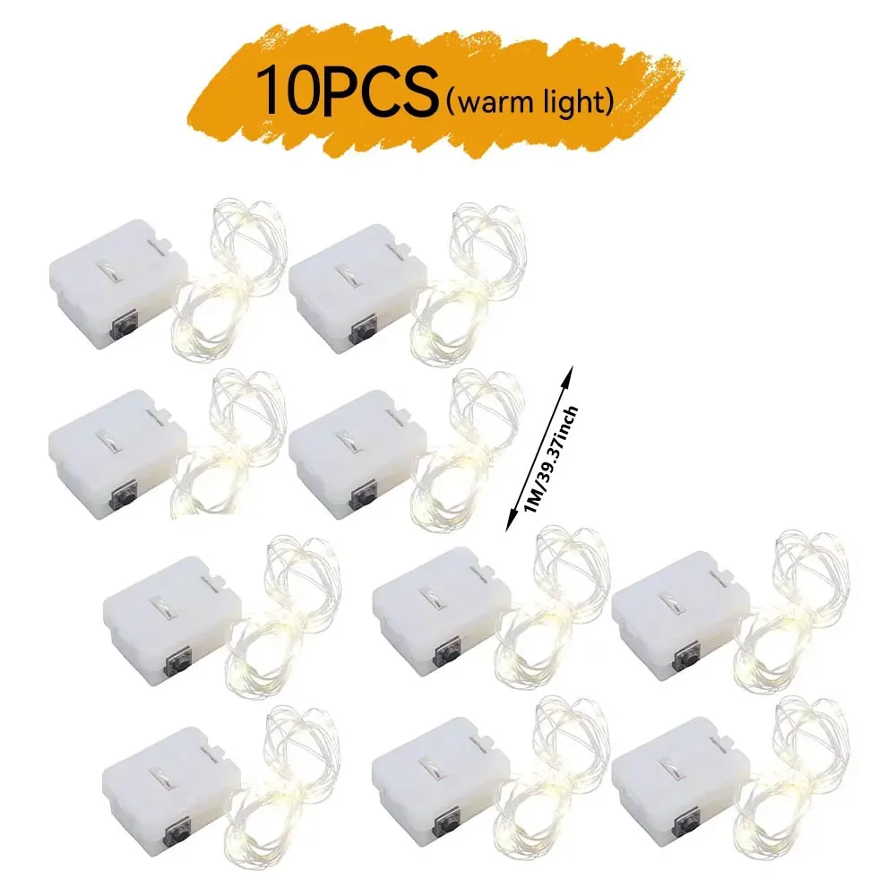 LED String Lights 10pcs LED String Light Battery Operated Copper Wire Fairy Lights Festive Decoration Flashing Modes Home Decor