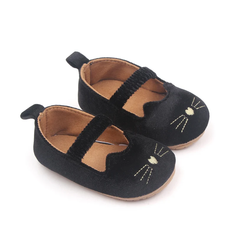 Baby Shoes Cute Kitty Toddler Outdoor Walking Mary Jane Shoes Slip on Style TPR Sole Anti Slip for Baby Prewalking