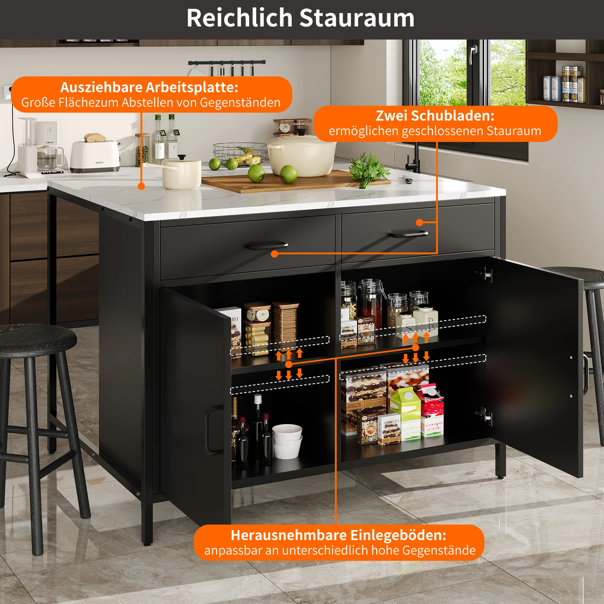 Schwarzer Bartisch, Küchenarbeitsplatte, schlicht und modern, Kaffee-Bartisch, geeignet für Wohnzimmer, Esszimmer, Tischplatte mit – Detail 9