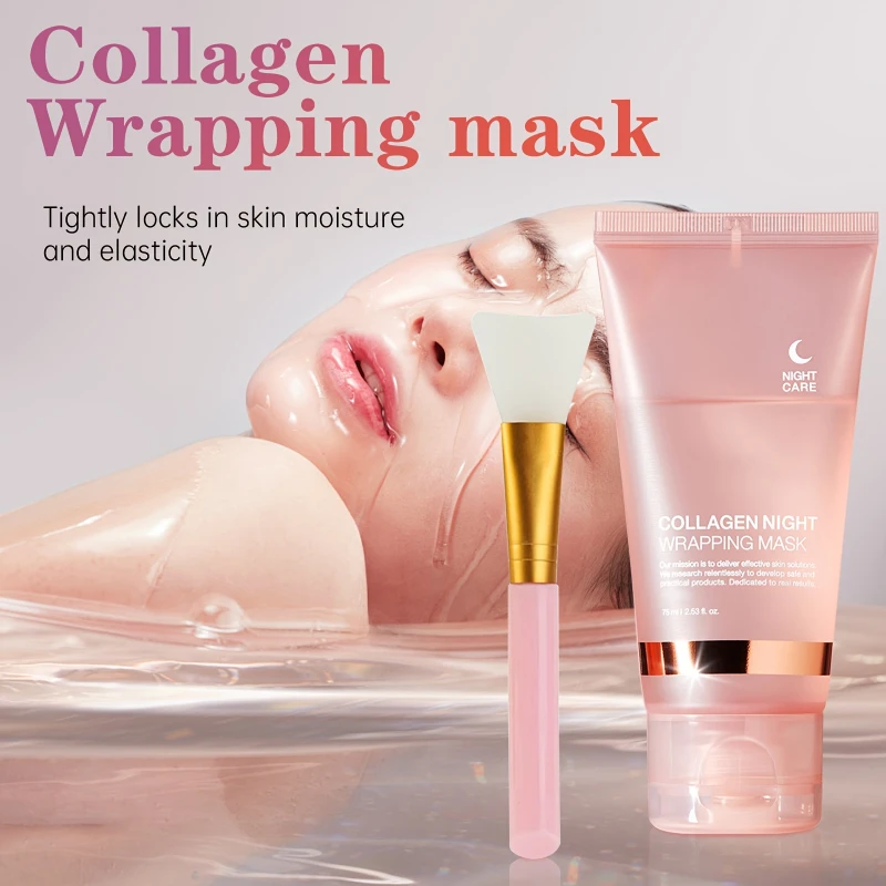 1/2/3box Collagen Wrapping Night Mask with Brush,Deep Moisturizing Care,Contains Collagen & Firming Facial Skin Care for Bedtime