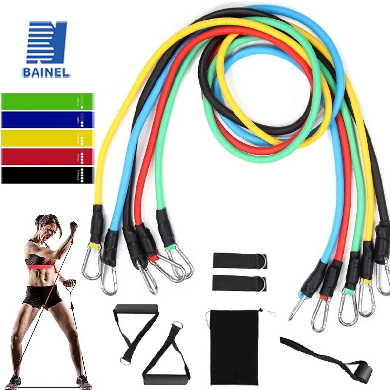 

Resistance Tube Bands Set Fitness 16 Pcs Yoga Gym Pull Rope Exercise Home Training Expander Door Anchor with Handle Ankle Strap