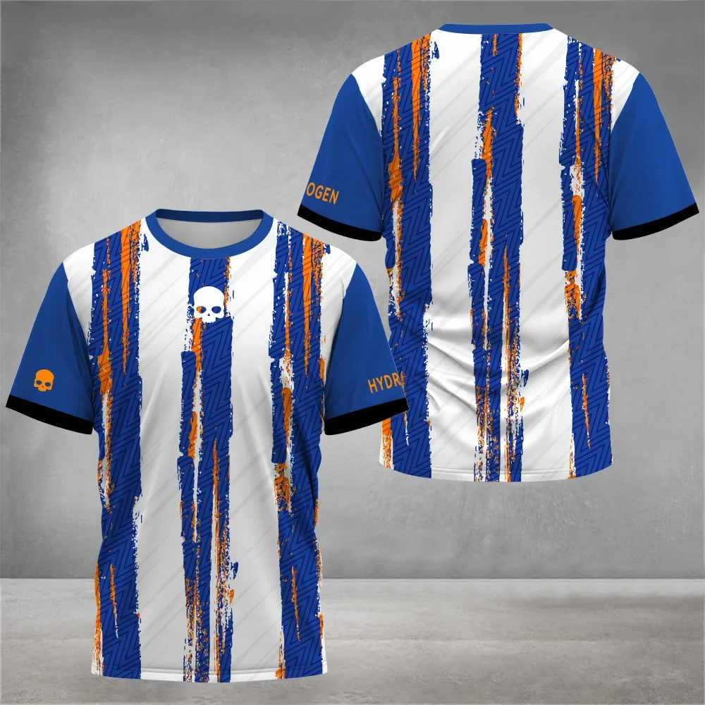 

Men's Striped Printed Tennis T-Shirt Black White Oversized Loose Sportswear Short Sleeve T-Shirt Quick Dry Casual Padel tops