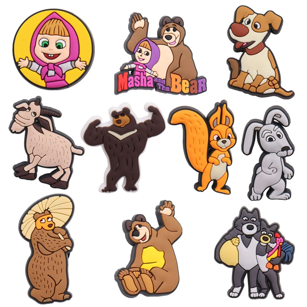 

50pcs Wholesale Animals Bear Squirrel PVC Shoe Decorations Kids Cartoon Garden Shoes Accessories Fit Croc Jibz Charm Bracelet