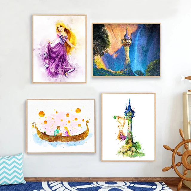 Disney Princesses Watercolor Canvas, Tangled Rapunzel Poster