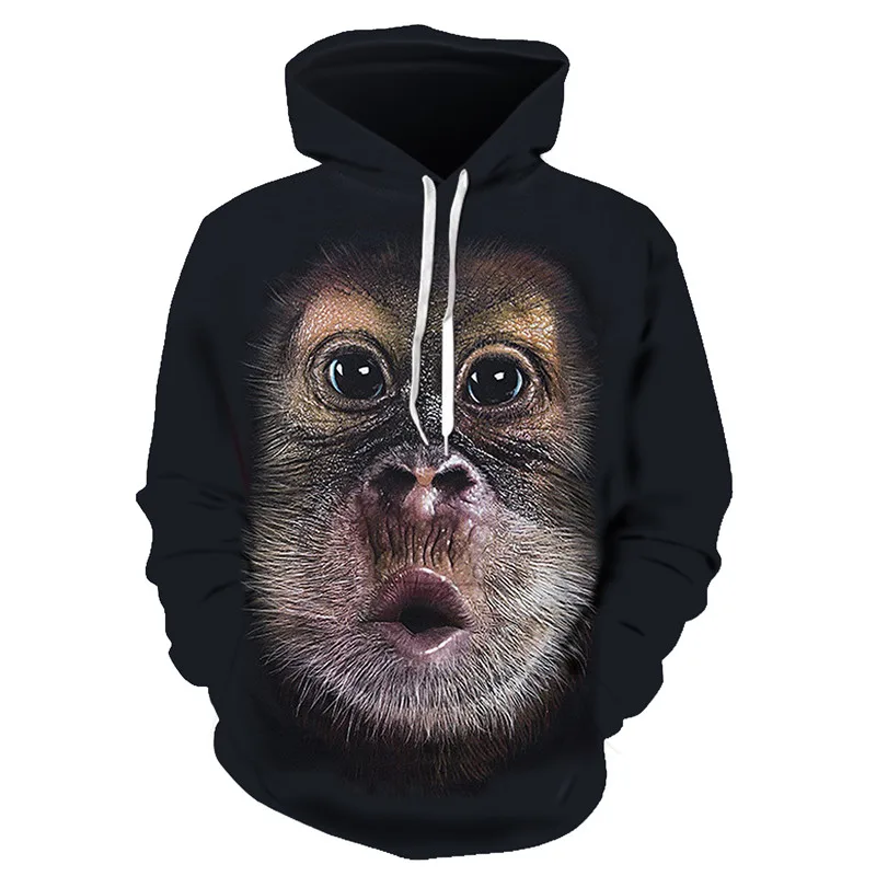 Jaqueta com capuz masculino e feminino, capuz de gorila e macaco, estampa óleo de orangotango, camisola 3D Hip Hop Street Shoot, novo, outono