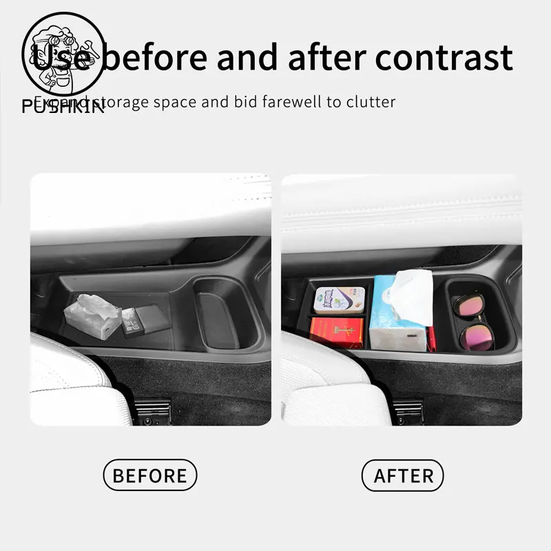 For Polestar 4 2023-2024 Car Storage Box Storage Accessories Center Console Bottom Organizer Trunk 1 Pc