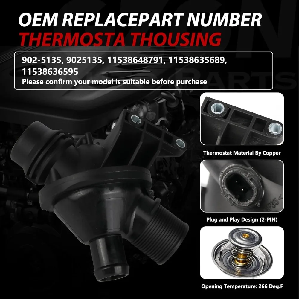 Electric Engine Water Pump with Thermostat for BMW 320i 328i X1 2012-2018 2.0L N20B20 Engine Replacement Part