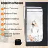 Portable Personal Steam Sauna Box Kit with 9 Temp Levels 3L Steamer Foldable Tent Remote Control 3