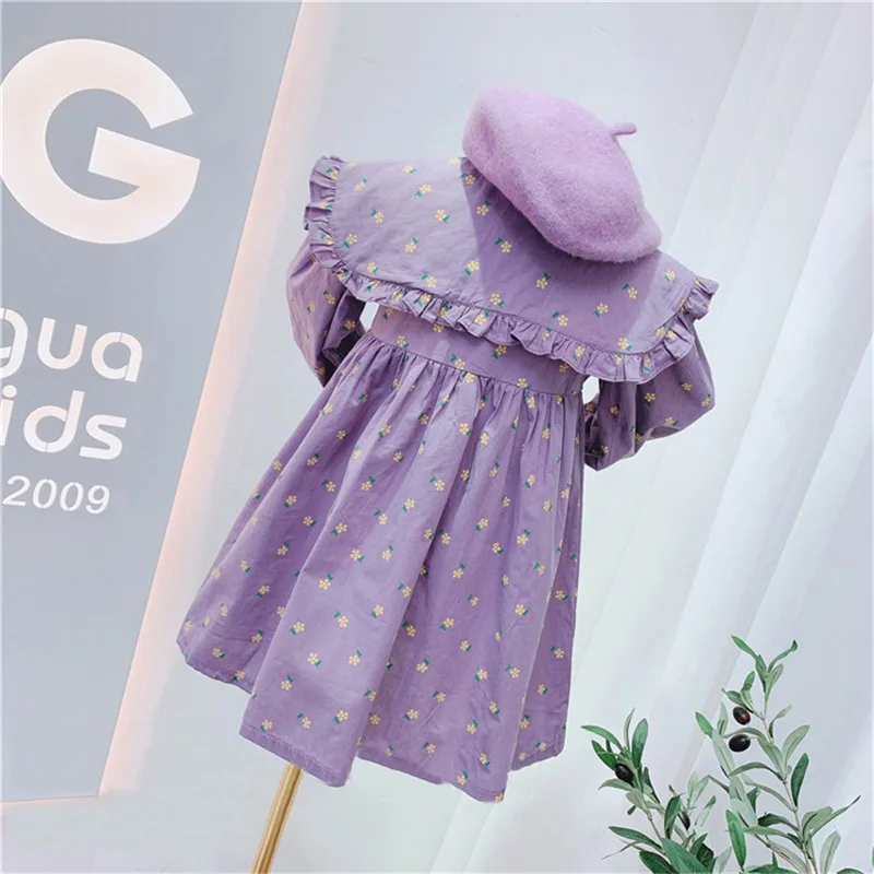 Girls Floral Long Sleeve Dress for Spring and Autumn