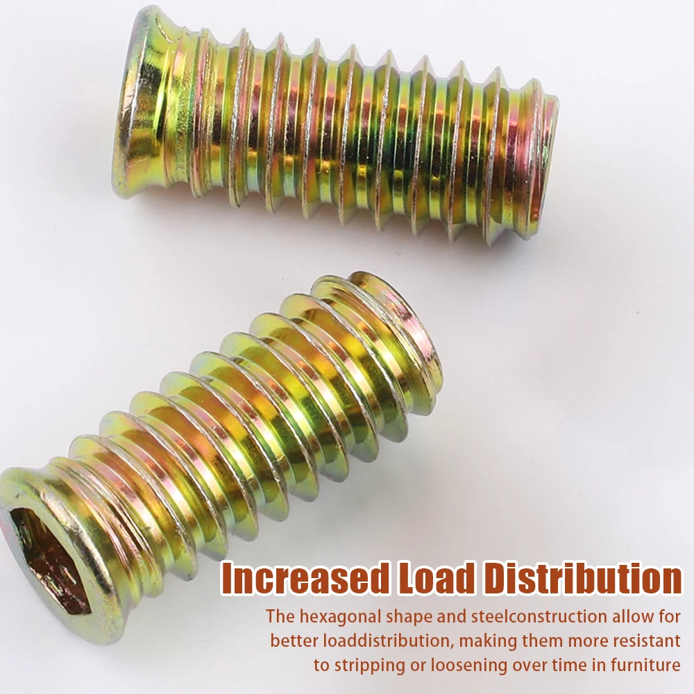 Threaded Insert Nut 10/20pcs M4 M5 M6 M8 M10 Zinc Plated Steel Hexagon Socket Threaded Insert Nut for Furniture Wood Bed Cabinet