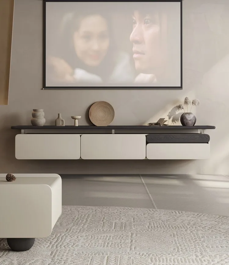 

Italian style TV cabinet, coffee table combination, cream style storage cabinet, modern living room, home wall mounted TV cabine
