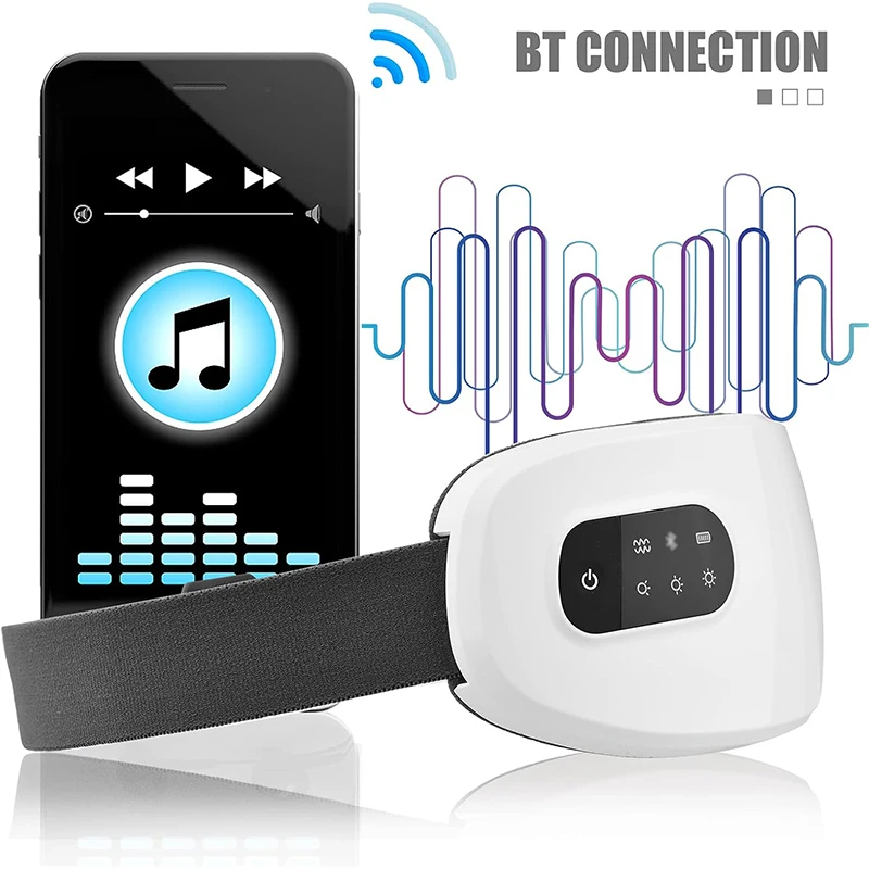 Electric Heated Eye Massager Smart Airbag Vibration Eye Care Instrument With Bluetooth Strain Migraines Relief Improve Sleep eye massager