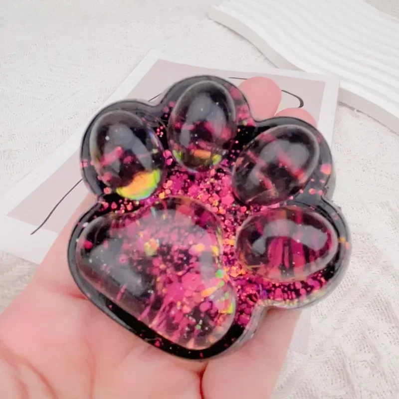 Sequin Antistress Paw Soft Vent Toy Cat Claw Squishy Fidget Toy Slow Sensory Toys Pinch Decompression Soft Squeeze Toy for adult 3