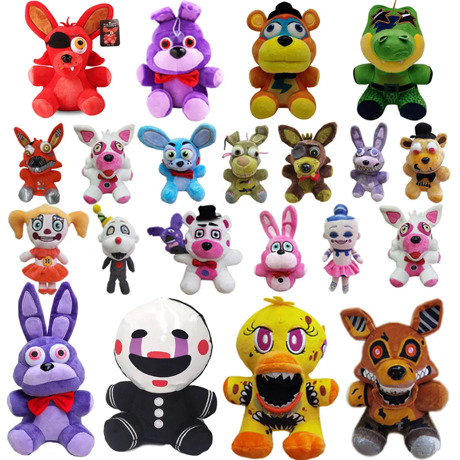 

18m FNAF Plush Toy Freddy Bear Foxy Chica Clown Bonnie Animal Stuffed Plushie Dolls Kawaii Christmas Birthday Gifts for Children