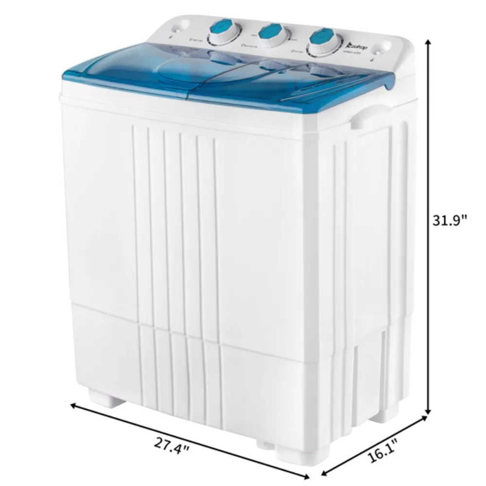 Washing Machine, with Built-in Drain Pump 20Lbs Semi-automatic Twin Tube for Apartment, Dorms, and More, Washing Machine