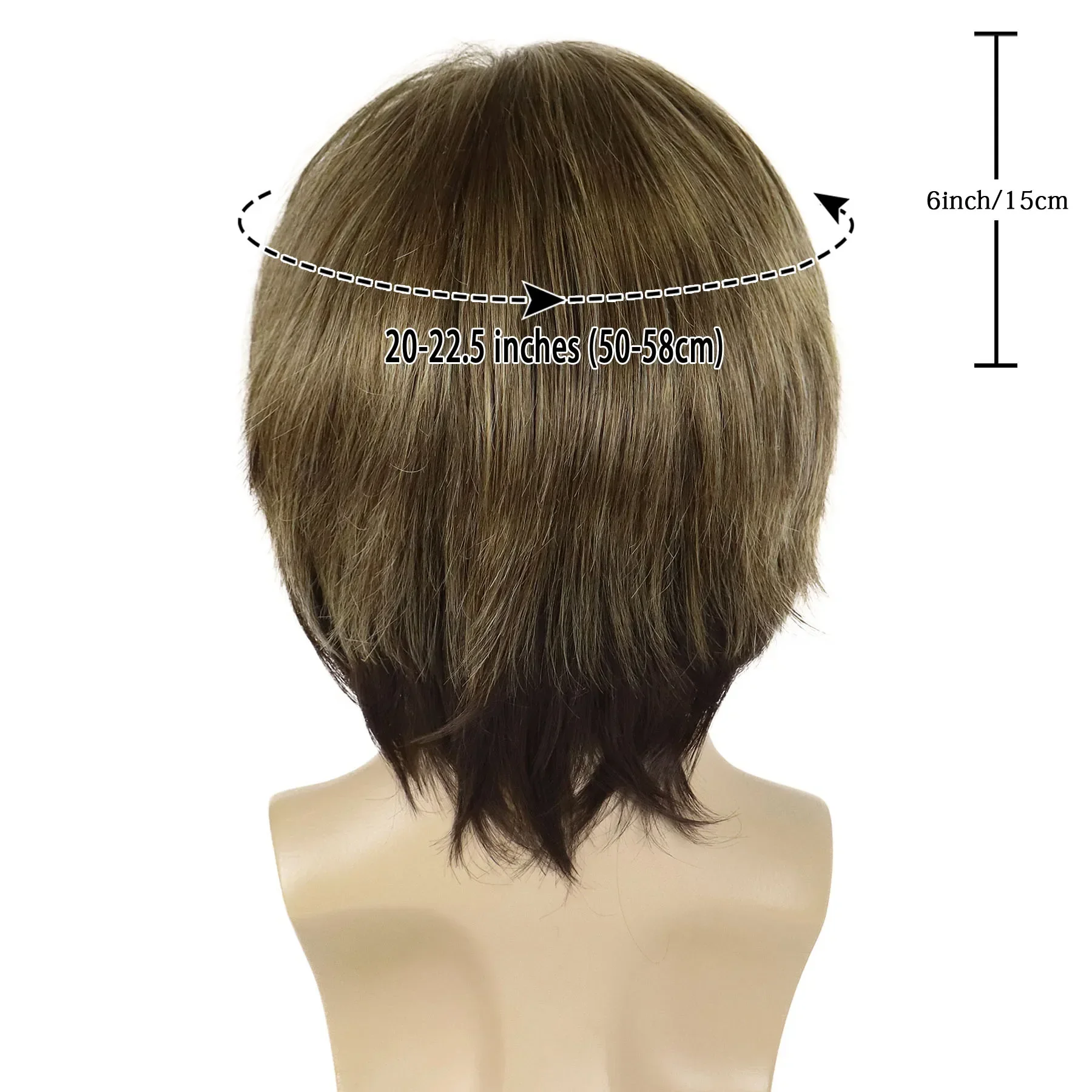 GNIMEGIL Synthetic Brown Wigs for Men Natural Short Straight Hair Breathable Adjustable Daily Man Wig with Bangs Cosplay Party