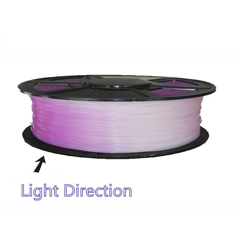 1.75mm UV 포토크로믹 PLA 3D 프린터 필라멘트, 1KG 햇빛에 민감한 색상 변화 감광성 소재