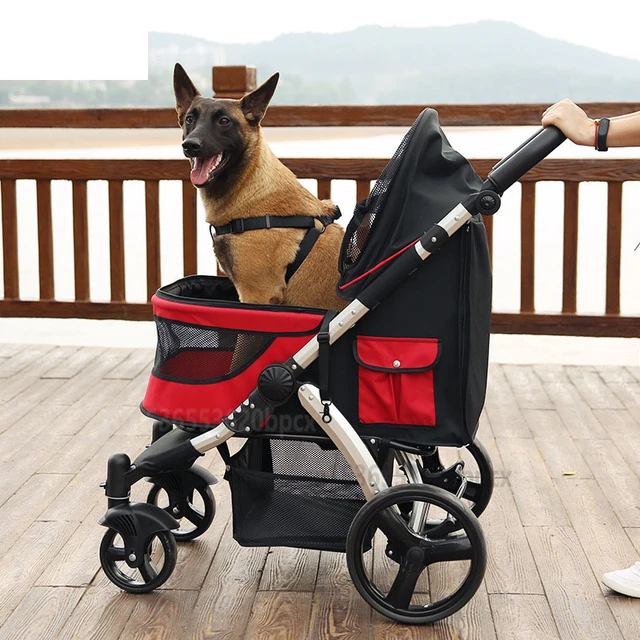 Carrito plegable para perros grandes y discapacitados, carrito impermeable  de 4 ruedas, tela Oxford, soporte de aleación de aluminio, rodamiento de  transporte para mascotas, 50kg - AliExpress