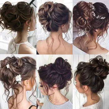 Chignon Sintetico Elegante con Elastico, Riccioli Disordinati, Morbido e Voluminoso, Idea Regalo