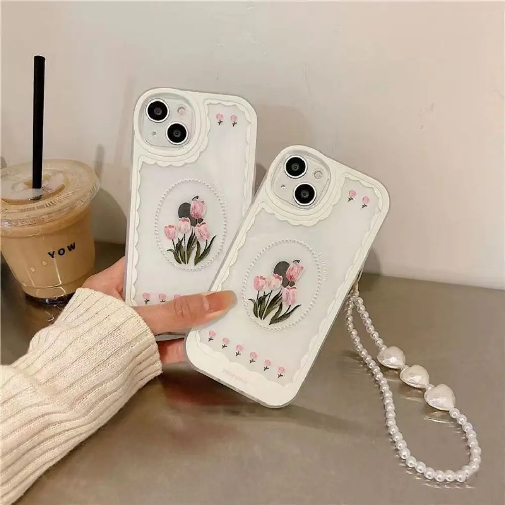 Tulip Flower Lanyard Phone Case Capa Alça de Mão Pulseira Cases Coréia Ins Iphone 13 11 Pro Max 12 xr x xs - Image 5
