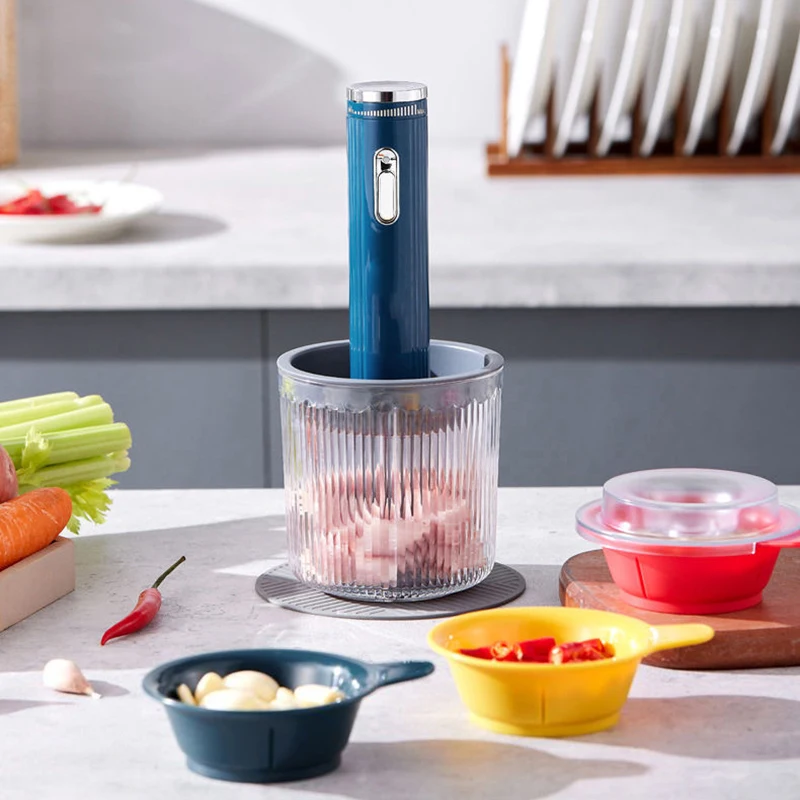 

Handheld Wireless Meat Grinder Multifunctional Chopper USB Rechargeable with 4 Bowl Kitchen Stand Mixer Vegetable Meat Seasoning