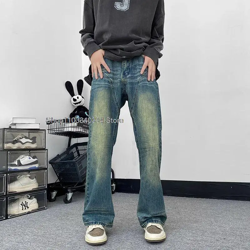 

Jeans Men's High Street Vibe Boy Pants Straight Wash Casual Trousers Baggy Jeans Men