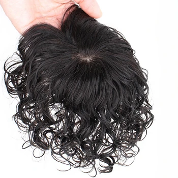3 Clips Human Hair Natural Color/Dark Brown Women Toppers Curly Style Topper Hairpieces For Hair Loss Volume Cover Grey Hair