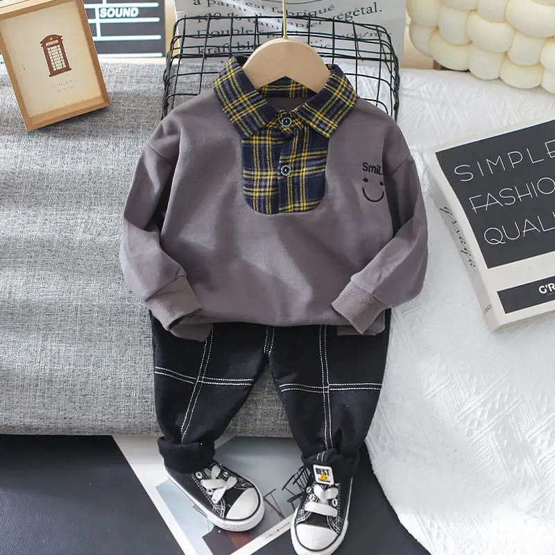 

Boys' Autumn Suit Baby Handsome Spring and Autumn Two Piece Baby Sweater Set 1-5 Years Old