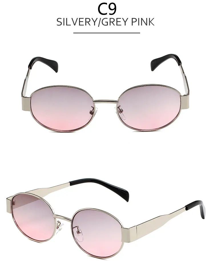Damen-Sonnenbrille im alten Geldstil mit ovalem Rahmen, Retro-Mode-Sonnenbrille, stilvolle Metallbrille – Detail 13