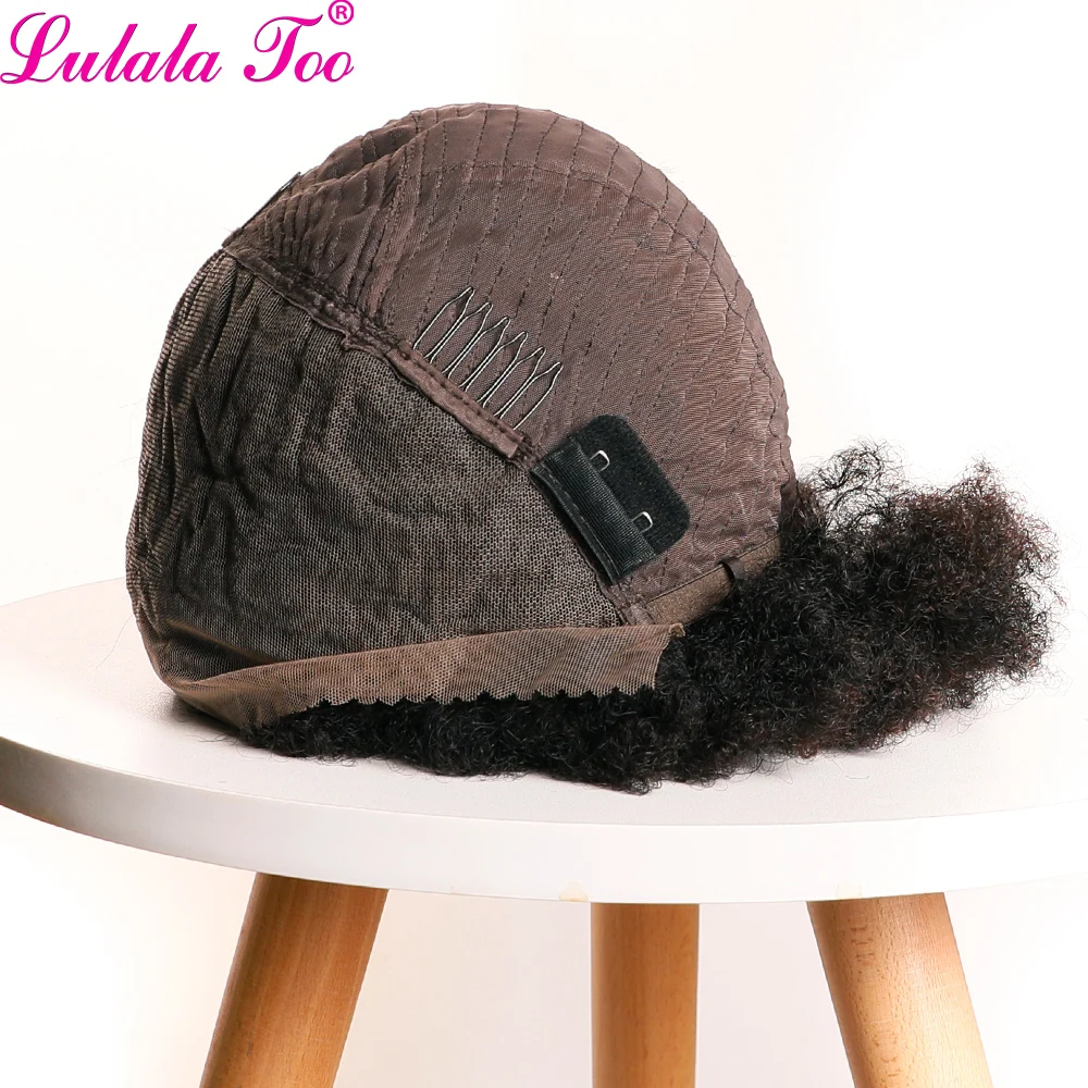Short Afro Puff Wig Brazilian 13x4 HD Lace Front Wigs Natural Color Remy Afro Kinky Curly Human Hair Wigs for Black Women 150%