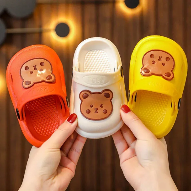 Baby Toddler Kids Non-Slip Sandals Boys Girls Cute Bear Foam Beach Summer Slippers Children Breathable Lightweight Water Shoes 1