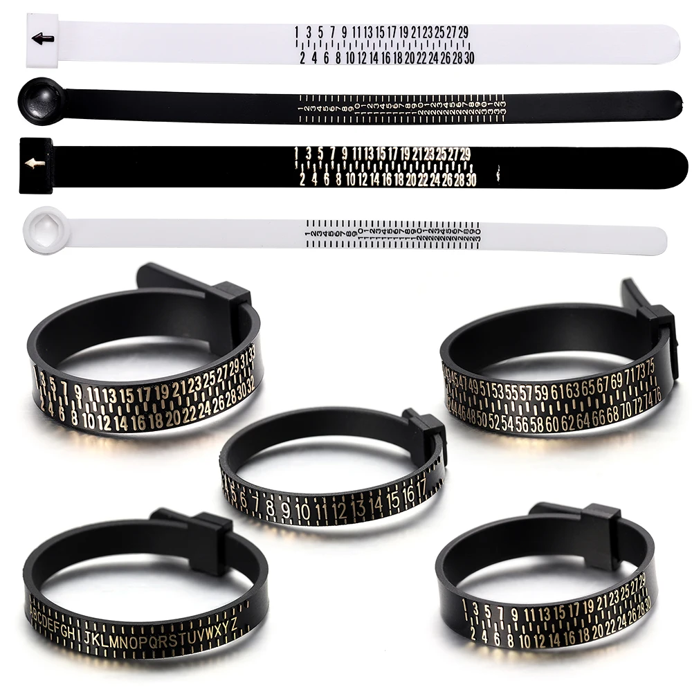 Ring sizer Measure UK/US Official British/American Finger Measure Gauge Men and Womens Sizes A-Z Jewelry Making Accessory Tools black measuring finger standard ring circle us europe uk tape ruler jewelry accessory measure gauge tool 1pcs