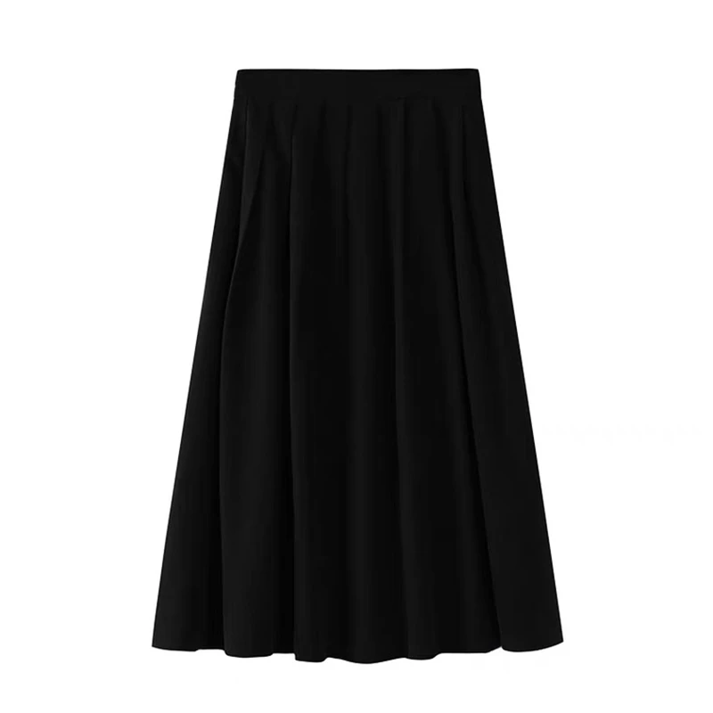 slazenger skort Solid Color Long Pleated Skirt Female  Fashion Vintage All-Match Women Jupe Spring Elegant Chic Ladies High Waist A line Skirt a line skirt