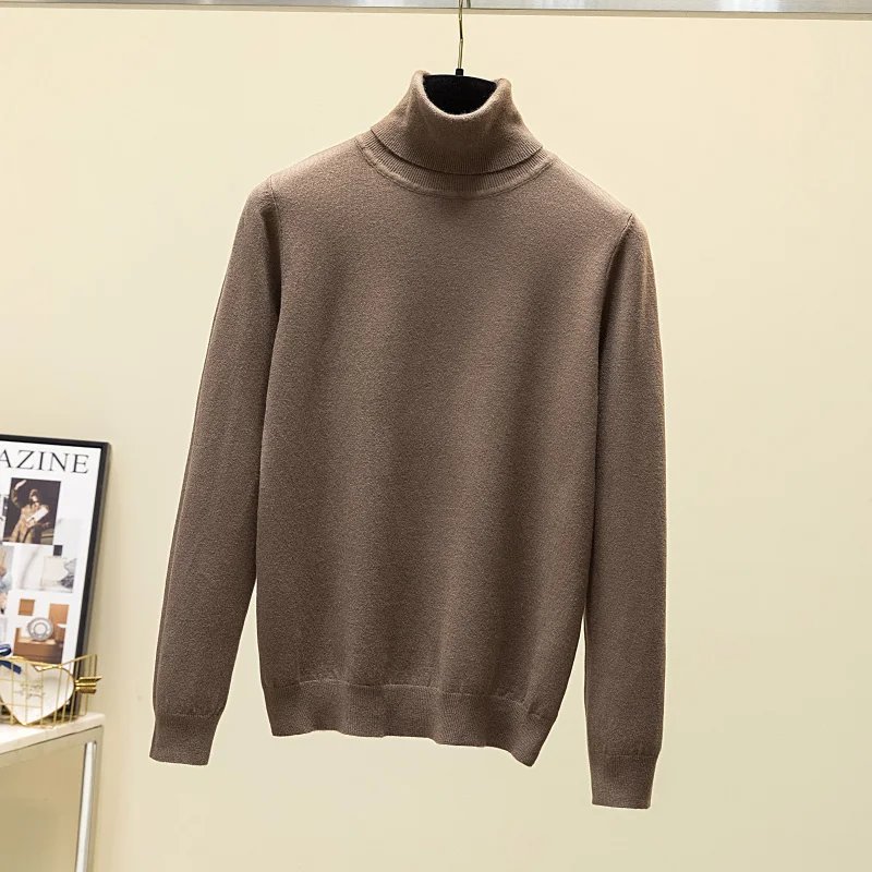 

Winter Long Sleeve Turtleneck Pullover Simple Wool Sweater Autumn Knitted Bottom Sweater Fashion Women Casual Tops Jumper 28712