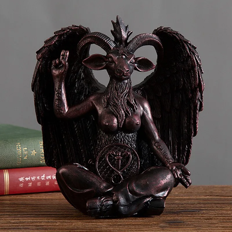 ResinSatanicLodlGoatStatue16cmBaphometHornedSolveCoagula