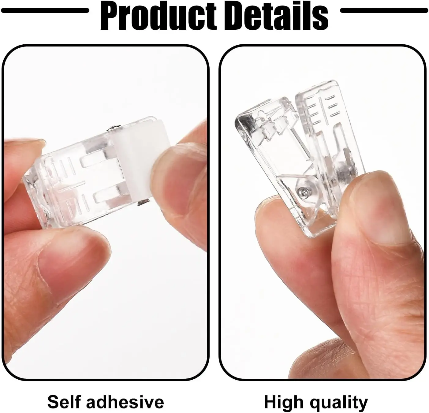 Self-Adhesive Clips Plastic Clear Wall Clips Sticky Hanging Photo Poster for Office Home 10/20/30Pcs