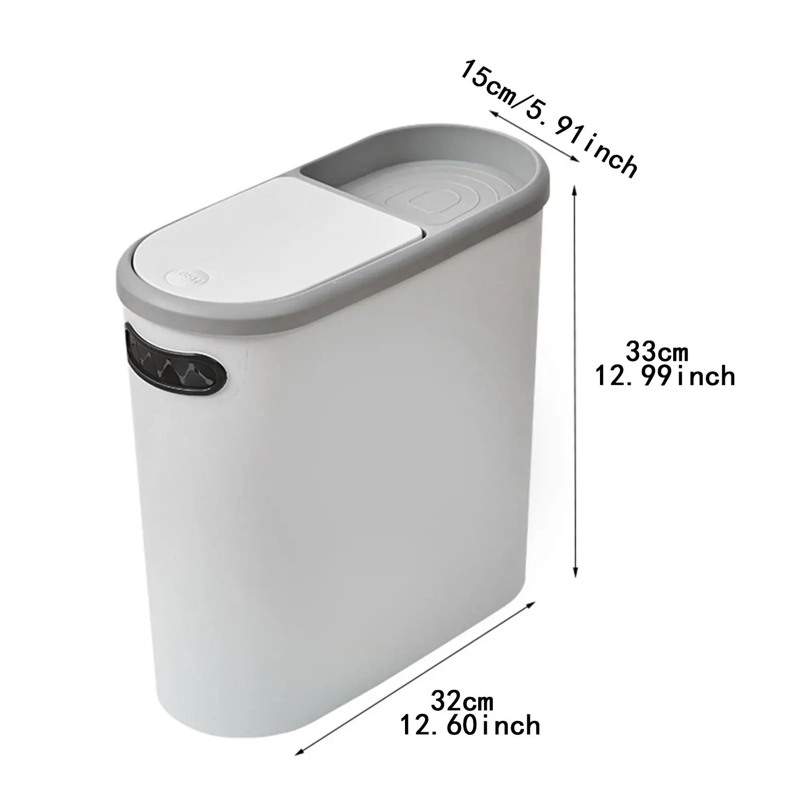 Nordic Dustbin Bathroom Trash Can 10L Simple Thin Narrow Garbage Can Kitchen Wastebasket for Office Study Home Living Garage