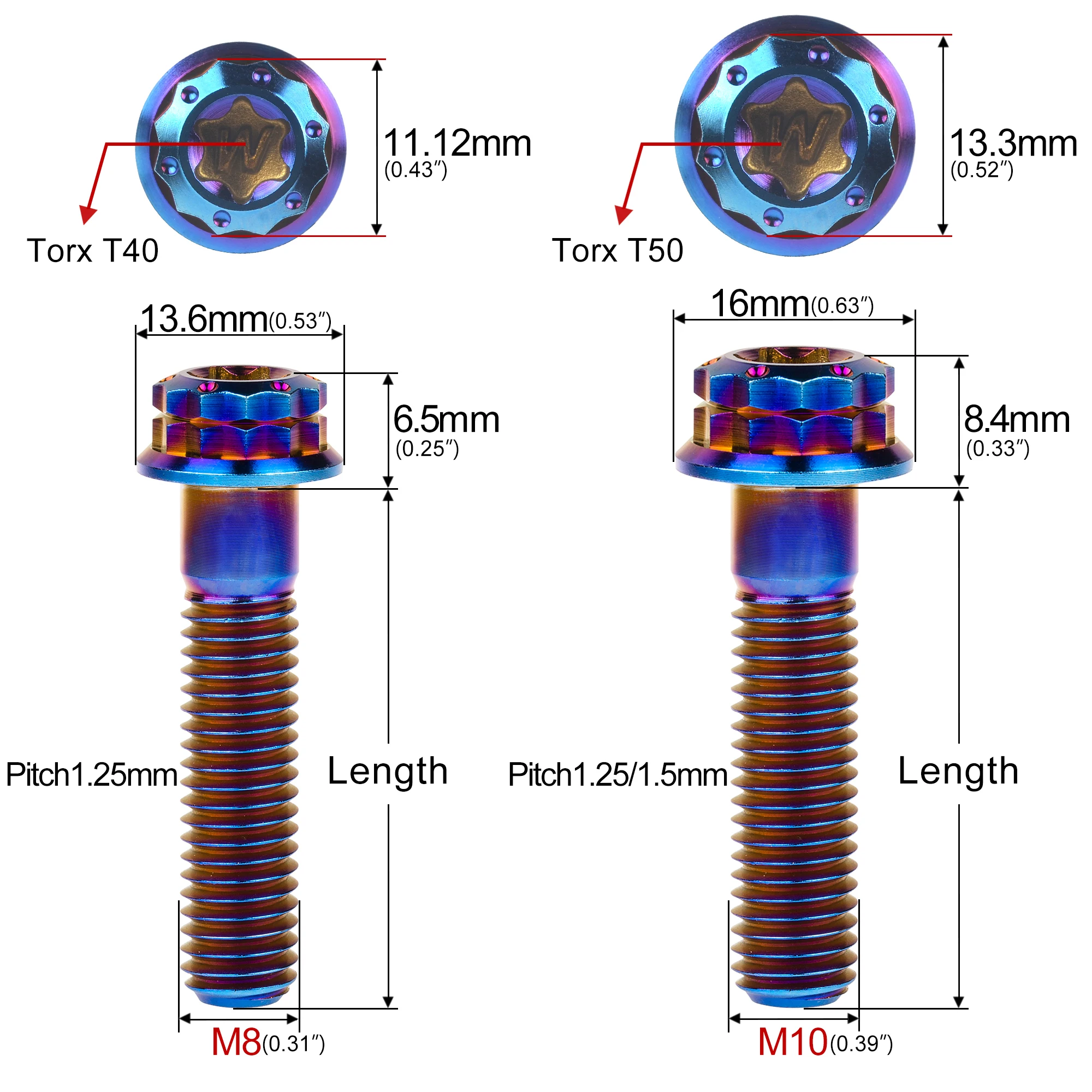 xingxi 5 pces titanio parafuso flange 12 01