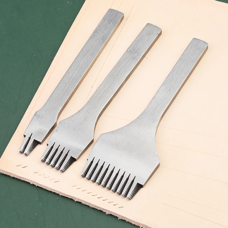 Leather Hole Puncher 3Pcs/Set Lacing Stitching Hole Stitching Punch Tool Leather Craft Tools French Style Flat Cutter Craft Flat Cutter DIY Tool