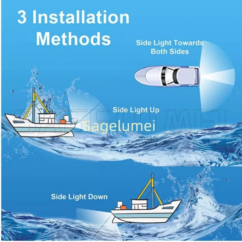 1개 수중 블루/화이트/레드/그린 해양용 10-30V 보트 LED 데크 조명 스테인리스 방수 선미등