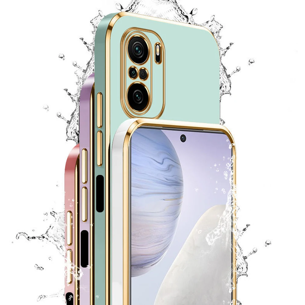 Luxury Square Plating Shockproof Silicone Phone Case and Back Cover