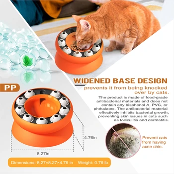 Cat Bowl Puzzle Toy Leak Food Slowly Feed Keep Cat Stomach Healthy Slanted Design Protect Kitty Neck Multifunction Pet Feed Bowl 5