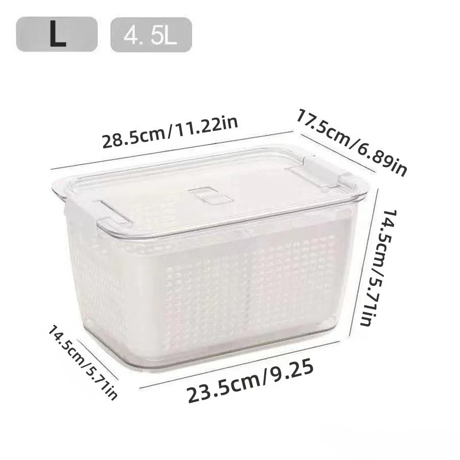 1-Piece Refrigerator Container with Removable Colander Leak-proof Food Storage Container Keeps Fruits, Vegetables and Meat Fresh 3