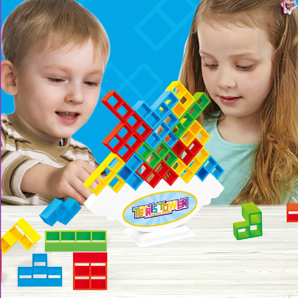 blocks stacking Tetra Tower Game Stacking Blocks Stack Building Blocks Balance Puzzle Board Assembly Bricks Educational Toys for Children Adults Screwing Blocks