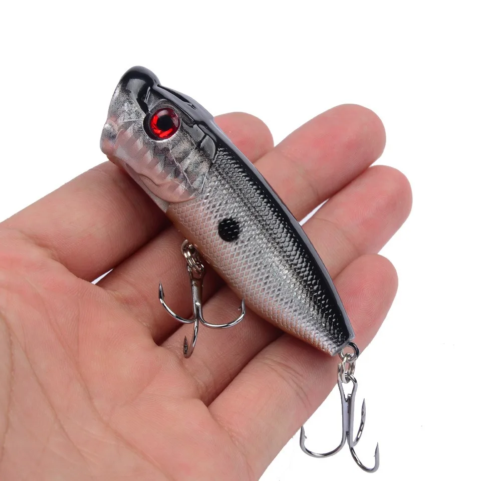 1-Pcs 6.5cm 12g Topwater Popper Fishing Lure – Hard Plastic Wobbler with 6# Treble Hooks for Bass, Pike & Trout 6
