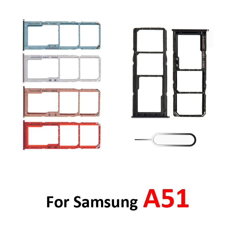 SIM 카드 트레이 슬롯, 삼성 갤럭시 A51 A515F A515FN A515X 휴대폰 하우징, 새로운 SIM 칩 마이크로 SD 카드 어댑터 거치대