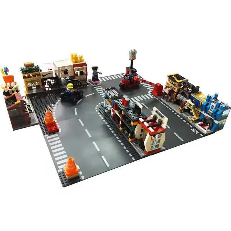 Small particle city road street floor assembly puzzle building blocks