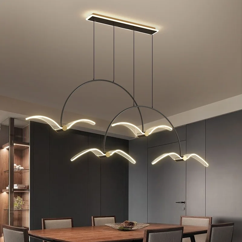 

Luxury Dining Table Modern Chandelier Seagull LED Pendant Lights Kitchen Island Cluster Hanging Lamp Stepless Dimming Fixtures