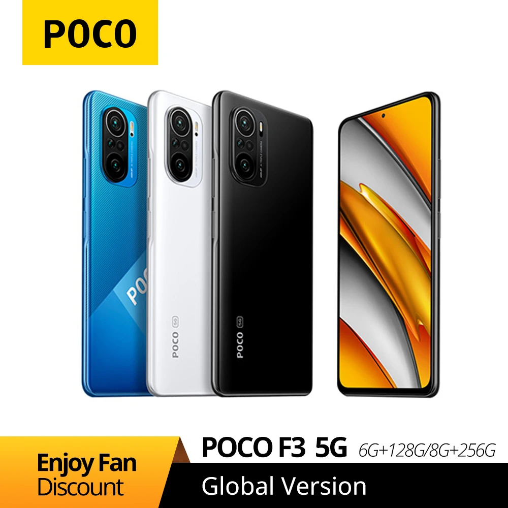Global Version POCO F3 5G Xiaomi SmartPhone 6GB 128GB/8GB 256GB Snapdragon 870 Octa Core 6.67"120Hz E4 AMOLED Display Bluetooth 1